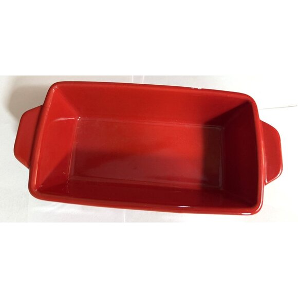 Vintage Mason Craft & More Red Ceramic Loaf Pan With Handles - Picture 3 of 4